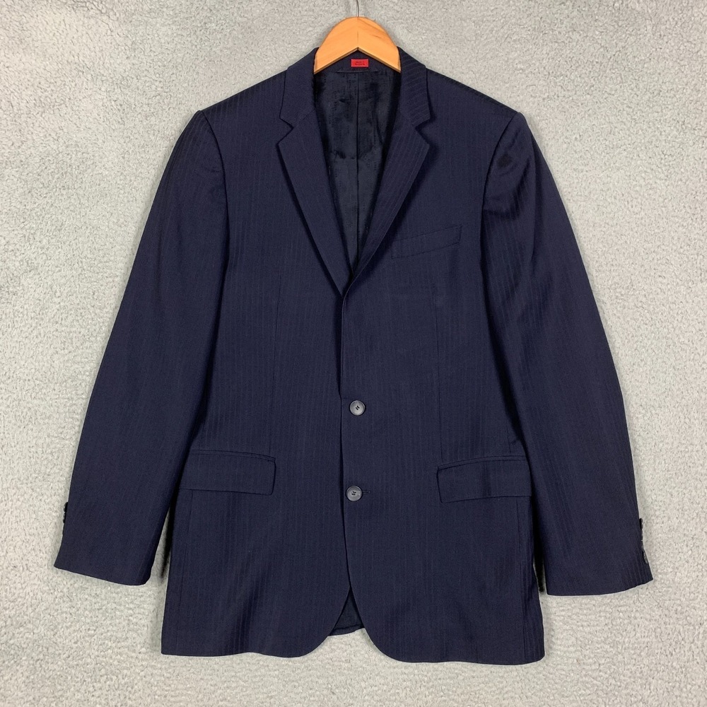 Hugo Boss Amaro/Heise Suit Blazer Men's 40L Navy Blue Two Button Wool Sport Coat